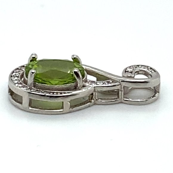 Peridot 1.65ct White Gold Finish Solid 925 Sterling Silver Pendant - Picture 4 of 7